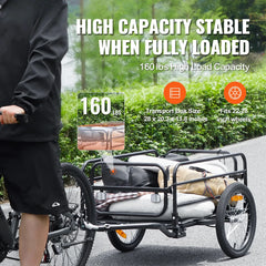 Bike cargo trailer with 16" sporty wheels and reflectors