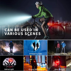 USB Rechargeable Bike Light with Back Rear Taillight Optional