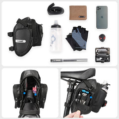 Large Waterproof Bike Saddle Bag with Bottle Pocket Rear Tail Bag