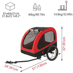 Foldable Dog Bike Trailer for Small and Medium Pets