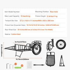 70 lbs Capacity Heavy-Duty Bike Trailer  for All Your Outdoor Adventures