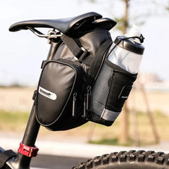 Large Waterproof Bike Saddle Bag with Bottle Pocket Rear Tail Bag