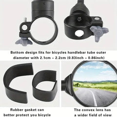 2PCS Bike Handlebar Rearview Mirror