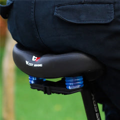 Wide Bicycle Seat with Soft Cushion & 9 Modes Taillight