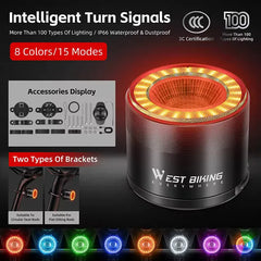 8-Color Bike Taillight with 15 Modes & IP66 Waterproof