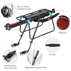 Quick Release Bike Rear Rack with Mudguard