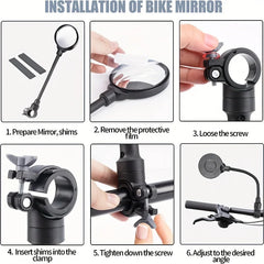 2PCS Bike Handlebar Rearview Mirror