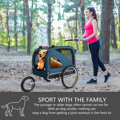 3-in-1 Foldable Pet Bike Trailer with 12“ Jogger & 6” Stroller Wheels