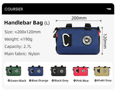 1.0/1.1/1.5/2.7L Multifunctional Waterproof Handlebar Bag