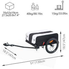 Portable Mountain Bike Cargo Trailer with Removable Cover