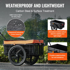 Sporty bike wagon trailer with 16-inch tires and durable Oxford fabric cover