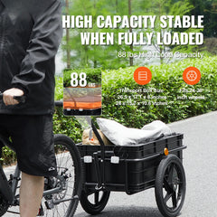 Heavy-duty bike trailer with 88 lbs capacity for camping and outdoor use